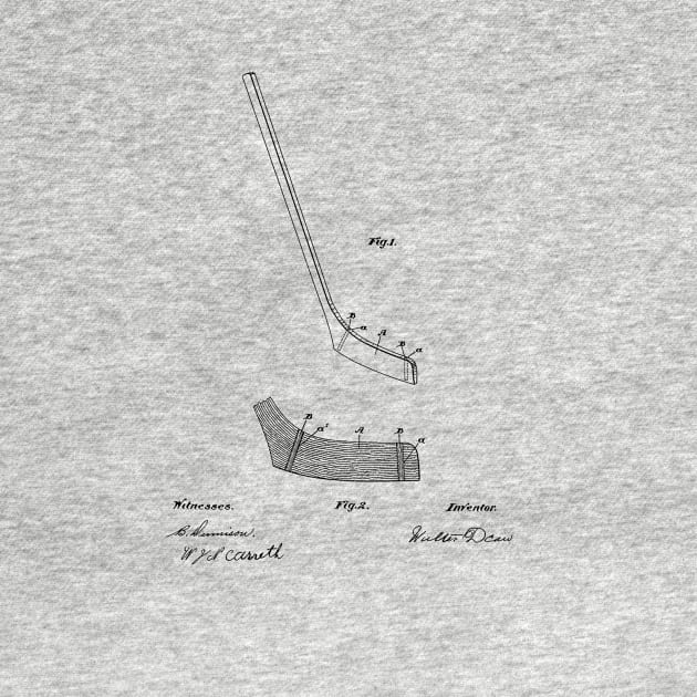 Hockey Stick Vintage Patent Hand Drawing by skstring